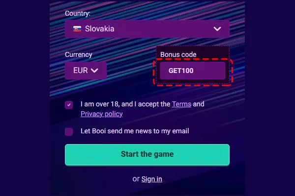 Korak 2: vpis promocijske kode